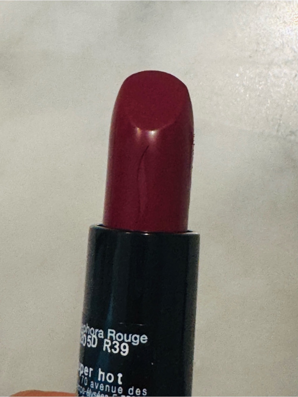 Sephora Rouge Lipstick R39 “Super Hot” in Deep Berry Red